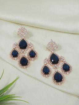 I Jewels - Ethnic Silver Ghungroo Earring Blue