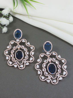I Jewels - Ethnic Silver Ghungroo Earring Blue