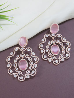 I Jewels - Ethnic Silver Ghungroo Earring Pink
