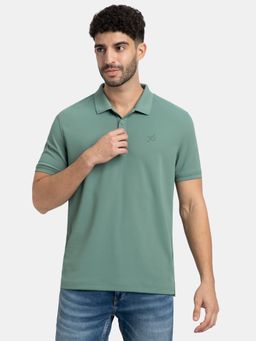 Jockey - AM38 Men Microfiber Fabric Solid Half Sleeve Polo T-Shirt - Green