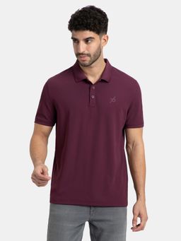 Jockey - AM38 Men Microfiber Fabric Solid Half Sleeve Polo T-Shirt - Wine