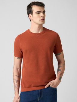 Bombay High - Men'S Brown Pure Cotton Regular Fit Solid Crew Neck T-Shirt