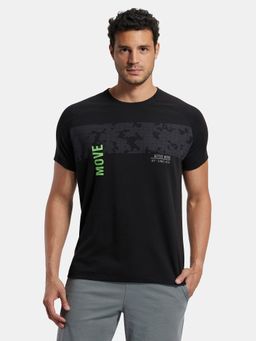 Jockey - MV02 Men Super Combed Cotton Printed Active Wear T-Shirt - Black Printed