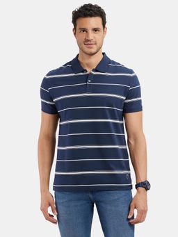 Jockey - UM15 Men Cotton Striped Polo T-Shirt - Navy and Ecru
