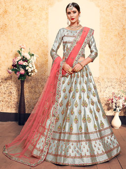 Odette - Grey Designer Semi Stitched Lehenga with Unstitched Blouse (Set of 3)
