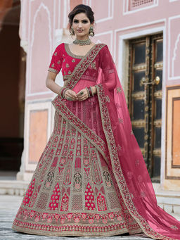 Odette - Designer Pink Semi Stitched Lehenga with Unstitched Blouse (Set of 3)