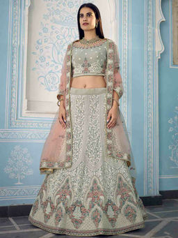 Odette - Grey Designer Semi Stitched Lehenga with Unstitched Blouse (Set of 3)