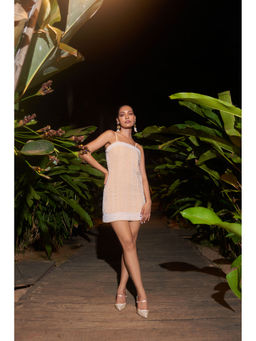 Ivory Rose - Beige Halo Mini Dress