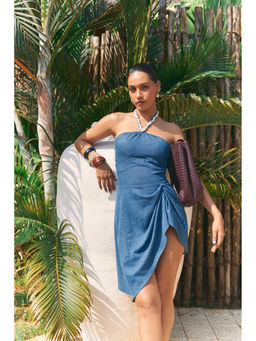 Ivory Rose - Blue Raw Edge Mini Dress