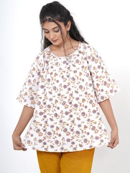 Sooti Syahi - Aurora Flora Hand Block Printed Top
