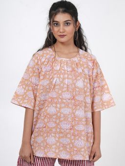 Sooti Syahi - Lotus Petal Hand Block Printed Top