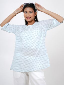 Sooti Syahi - Blossom Chic Hand Block Printed Top