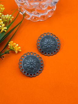 Yellow Chimes - Oxidised Circular Studs Earrings
