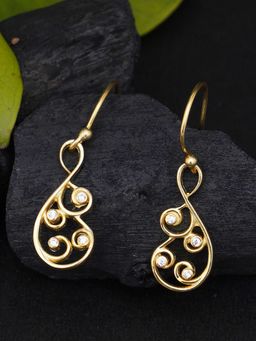 Karatcart - KUNUZ by Gold Plated 925 Sterling Silver Cubic Zirconia Studded Drop Earrings