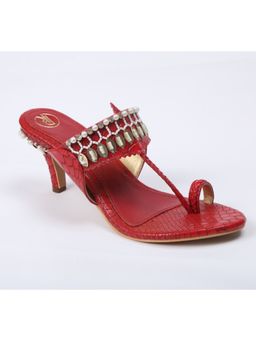 PREET KAUR - Red Embroidered Heels