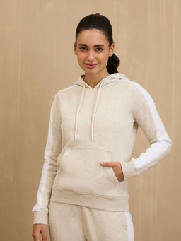 Nykd by Nykaa - Cozy Fleece Hoodie Sweatshirt -NYLE702-Oatmeal Melange