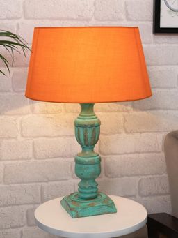 Homesake - Algae Trophy Carved Table Lamp Orange Shade