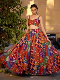 Amrood - Rust Blouse with Lehengas (Set of 2)