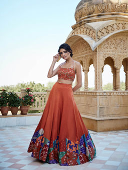 Amrood - Rust Blouse with Lehengas (Set of 2)