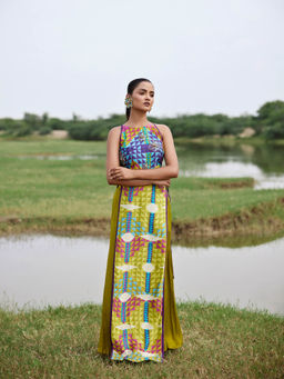 Amrood - Green Crop Top with Skirt (Set of 2)