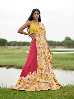 Amrood - Yellow Blouse with Lehenga and Dupatta (Set of 3)