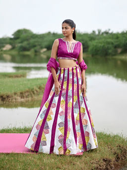 Amrood - Pink Blouse with Lehenga and Dupatta (Set of 3)