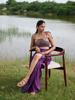 Amrood - Purple Crop Top with Skirt (Set of 2)