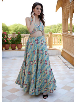 Amrood - Green Blouse with Lehengas (Set of 2)