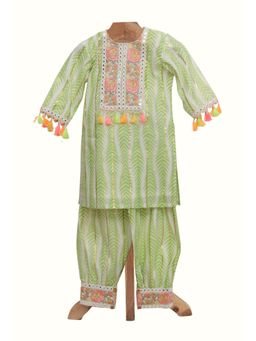 MiniMe Organics - Green Kurta with Harem Pants (Set of 2)