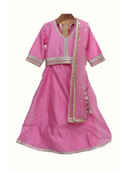 MiniMe Organics - Pink Sequined Choli With Lehenga & Dupatta (Set of 3)