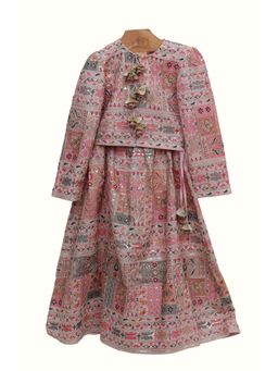 MiniMe Organics - Pink Sequined Lehenga & Jacket (Set of 2)