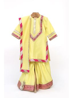 MiniMe Organics - Yellow Gota Work Kurta & Sharara With Dupatta (Set of 3)