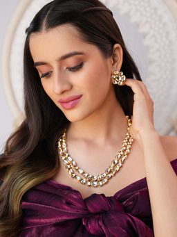 BINNI - Vidhira Gold-Toned Double-Layered Kundan Stone Necklace Set