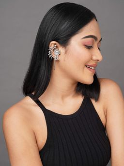 BINNI - Premium Brass Coin Ear Cuff With Silver Plating