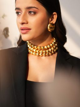 BINNI - Anti Tarnish Golden Zara Beaded Choker Set