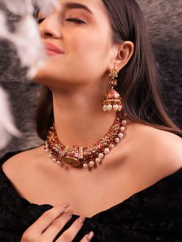 BINNI - Meenakari Pearl Red Choker Set