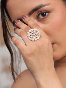 BINNI - Royal Glow Kundan Pearl Ring