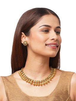 BINNI - Kshirja Antique Gold-Toned Kolhapuri Necklace Set