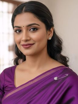 Accessher - Silver-Plated Heart Ad Saree Safety Pin Brooch