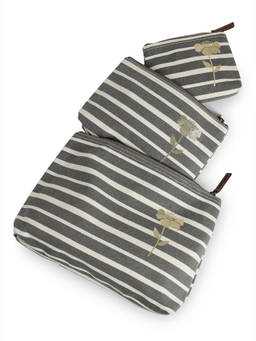FAVORI - Set Of 3 Grey Retro Stripe Utility Case Pouch
