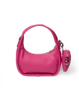FAVORI - Pink Jolie - Leather Hobo Bag with Hanging Airpod Case