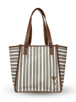 FAVORI - Brown Retro Stripe Work Tote Bag