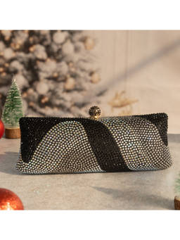 BE CHIC - Black Crystal Ripple Clutch