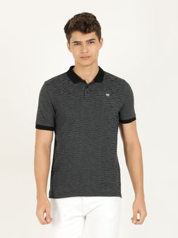 Wrangler - Men Textured Grey Polo T-Shirt (Regular)