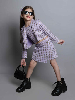 Taffy - Purple Crop Blazer with Crop Top and Skirt (Set of 3)