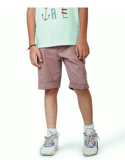 My Milestones - Brown Boys Solid Chino Shorts with Pockets