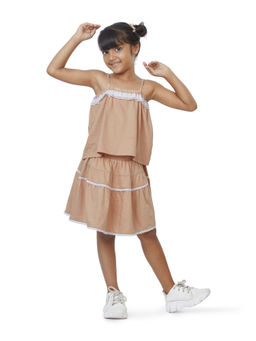 My Milestones - Tan Girls Tiered Pull-On Skirt