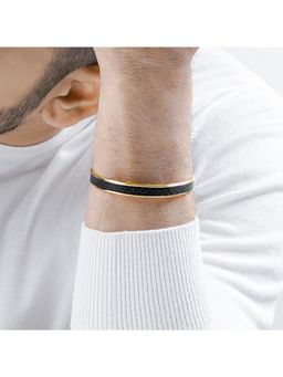 SWASHAA - Fred Leather 18K Gold Plated Men's Bracelet