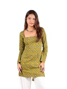 NISHORAMA - Green Lara Full Sleeved Corset Kurti