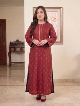 Ahalyaa - Women Maroon Printed Long Kurta